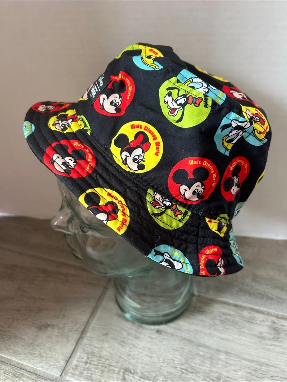 Vans x Disney Black Kids Bucket Hat with Multicolor Mickey Circles
